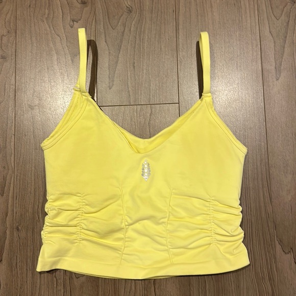 Free People Movement 💛 Yellow Cropped Shirred Tank Women’s XS EUC! - Picture 2 of 5